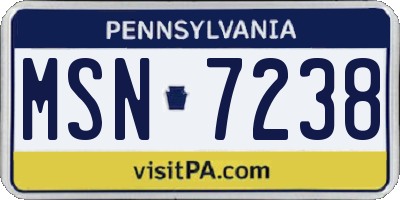 PA license plate MSN7238