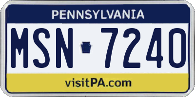 PA license plate MSN7240