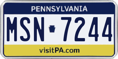 PA license plate MSN7244