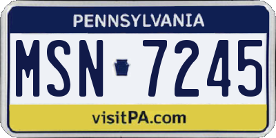 PA license plate MSN7245