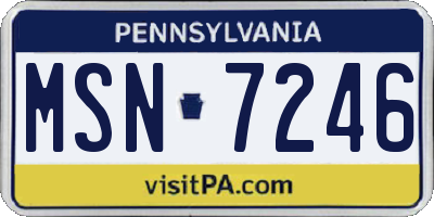 PA license plate MSN7246