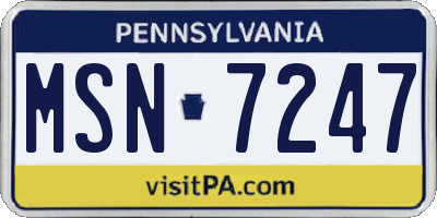 PA license plate MSN7247