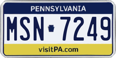 PA license plate MSN7249