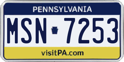 PA license plate MSN7253