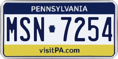 PA license plate MSN7254