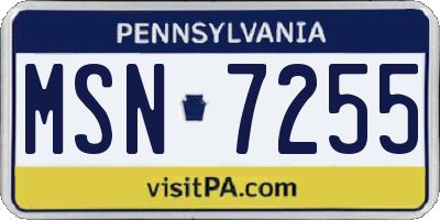 PA license plate MSN7255