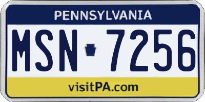 PA license plate MSN7256