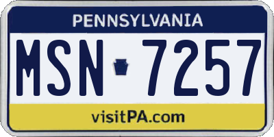 PA license plate MSN7257