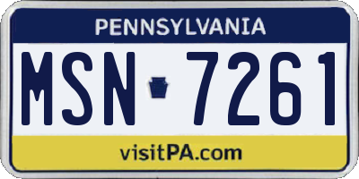PA license plate MSN7261