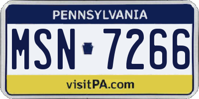 PA license plate MSN7266