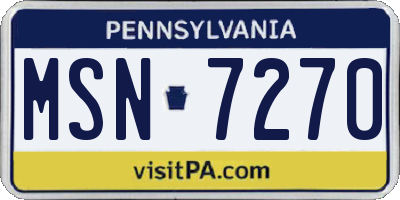 PA license plate MSN7270