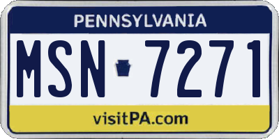 PA license plate MSN7271