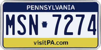 PA license plate MSN7274