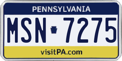 PA license plate MSN7275