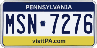 PA license plate MSN7276