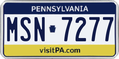PA license plate MSN7277