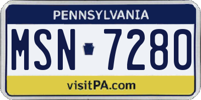 PA license plate MSN7280