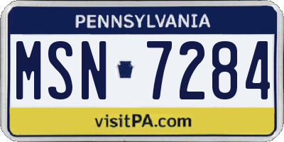 PA license plate MSN7284