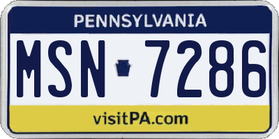 PA license plate MSN7286
