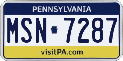 PA license plate MSN7287
