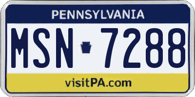 PA license plate MSN7288