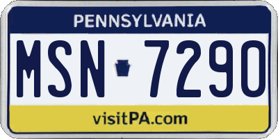 PA license plate MSN7290