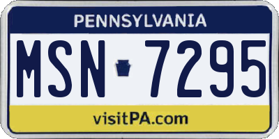 PA license plate MSN7295