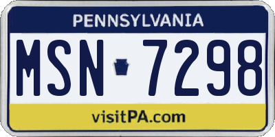 PA license plate MSN7298