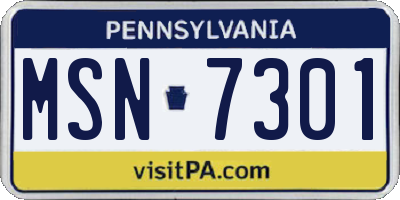 PA license plate MSN7301