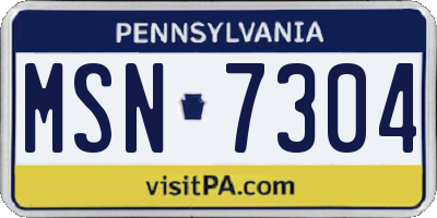 PA license plate MSN7304