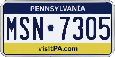 PA license plate MSN7305
