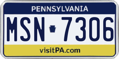 PA license plate MSN7306