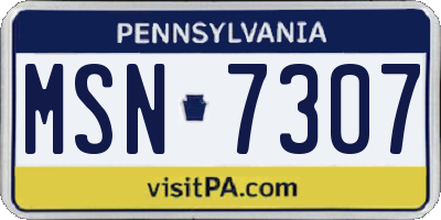 PA license plate MSN7307