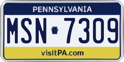 PA license plate MSN7309