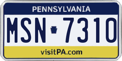 PA license plate MSN7310