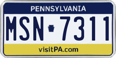 PA license plate MSN7311