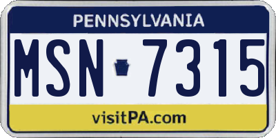PA license plate MSN7315