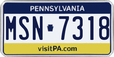 PA license plate MSN7318