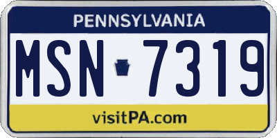 PA license plate MSN7319