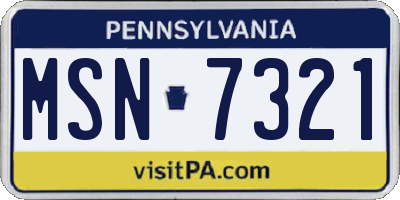 PA license plate MSN7321
