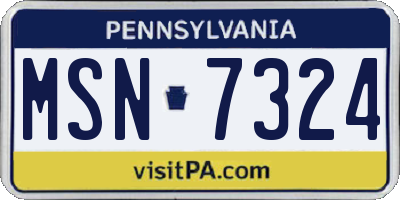 PA license plate MSN7324
