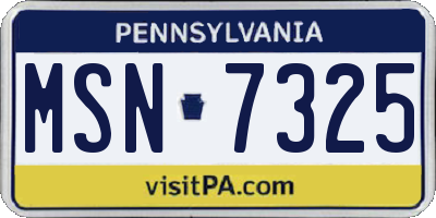 PA license plate MSN7325