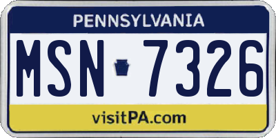 PA license plate MSN7326
