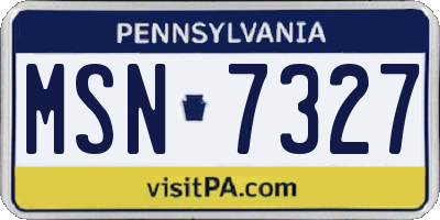 PA license plate MSN7327