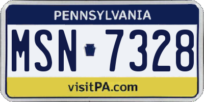 PA license plate MSN7328