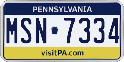 PA license plate MSN7334