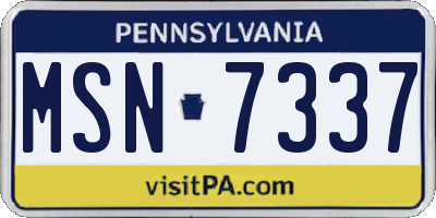 PA license plate MSN7337