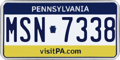 PA license plate MSN7338