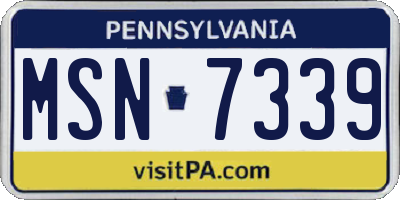 PA license plate MSN7339