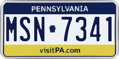 PA license plate MSN7341